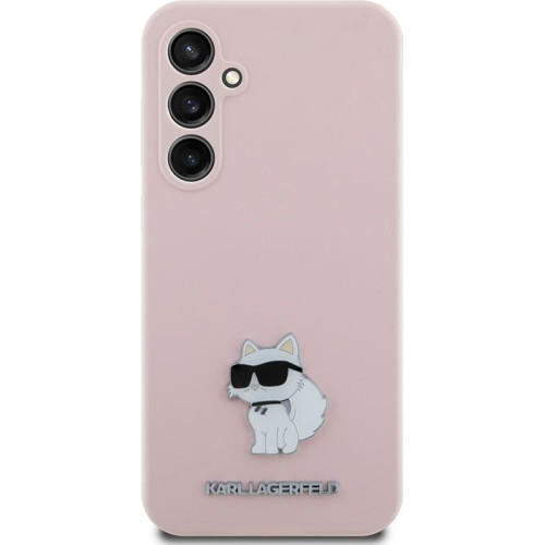 Karl Lagerfeld Liquid Silicone Metal Choupette Zadný Kryt pre Samsung Galaxy S23 FE Pink